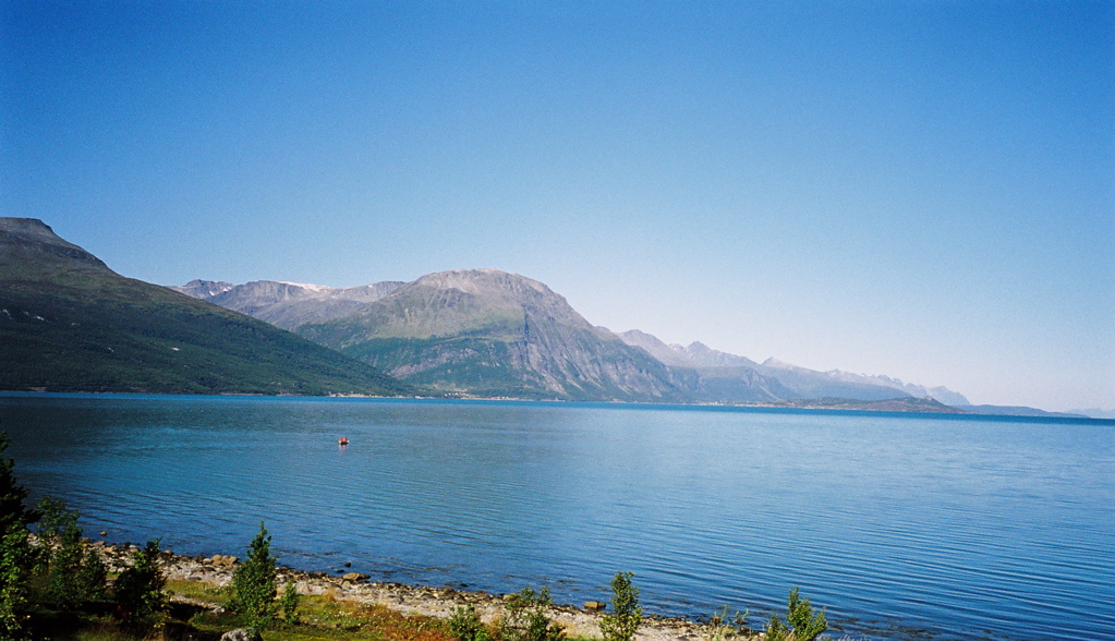 Blue skies, blue sea.