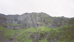 Scree and slippery rocks.