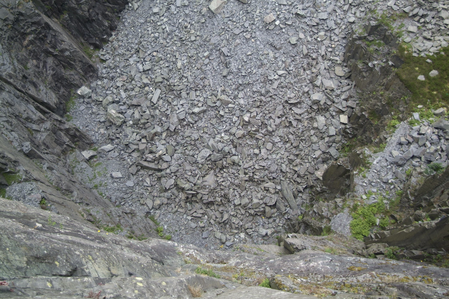 Looking down.