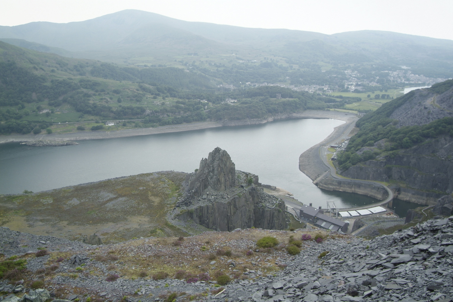 Rock and power station.