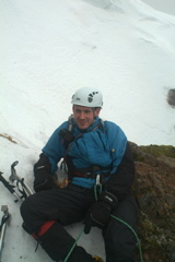 Taking a rest near the top of "The Couloir".